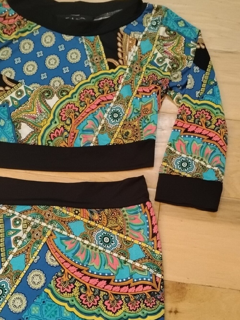Fluorescent Blacklight Paisley Top & Skirt Set - Picture 3 of 6